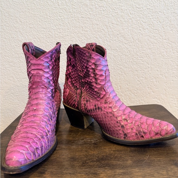 Snakeskin Pink Ankle Booties - Picture 6 of 7